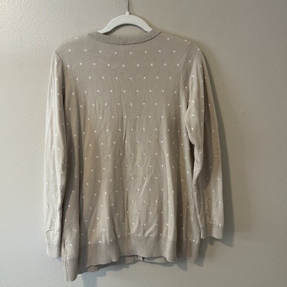 Belle Kim Gravel Women’s Cardigan M Beige Polka Dot Coquette Girl classic Preppy - Picture 7 of 7